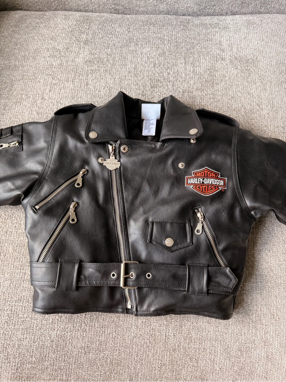Kids Harley-Davidson Black Leather Motorcycle Jacket - Biker Style